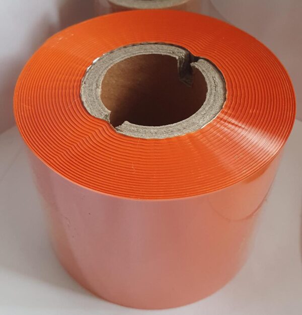 Film ribbon  arancione per la stampa di etichette di composizione - INK OUT - Anima cartone - 5cm x 300m - 15mp