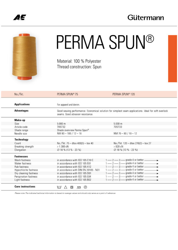 scheda Perma Spun per cuciture semplici